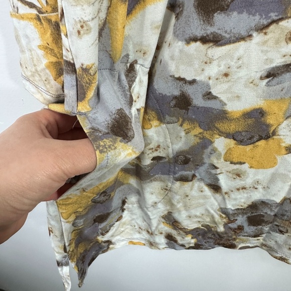 LOGO Tunic Top Women M Artsy Floral Print V Neck Stretch Pocket Boho Soft Grunge - Picture 5 of 8